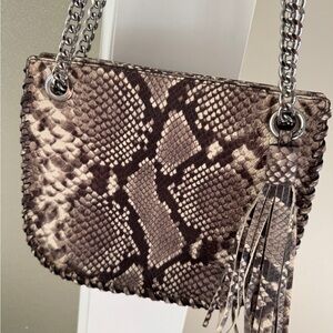 Michael Kors Brown Snake Print Shoulder Bag